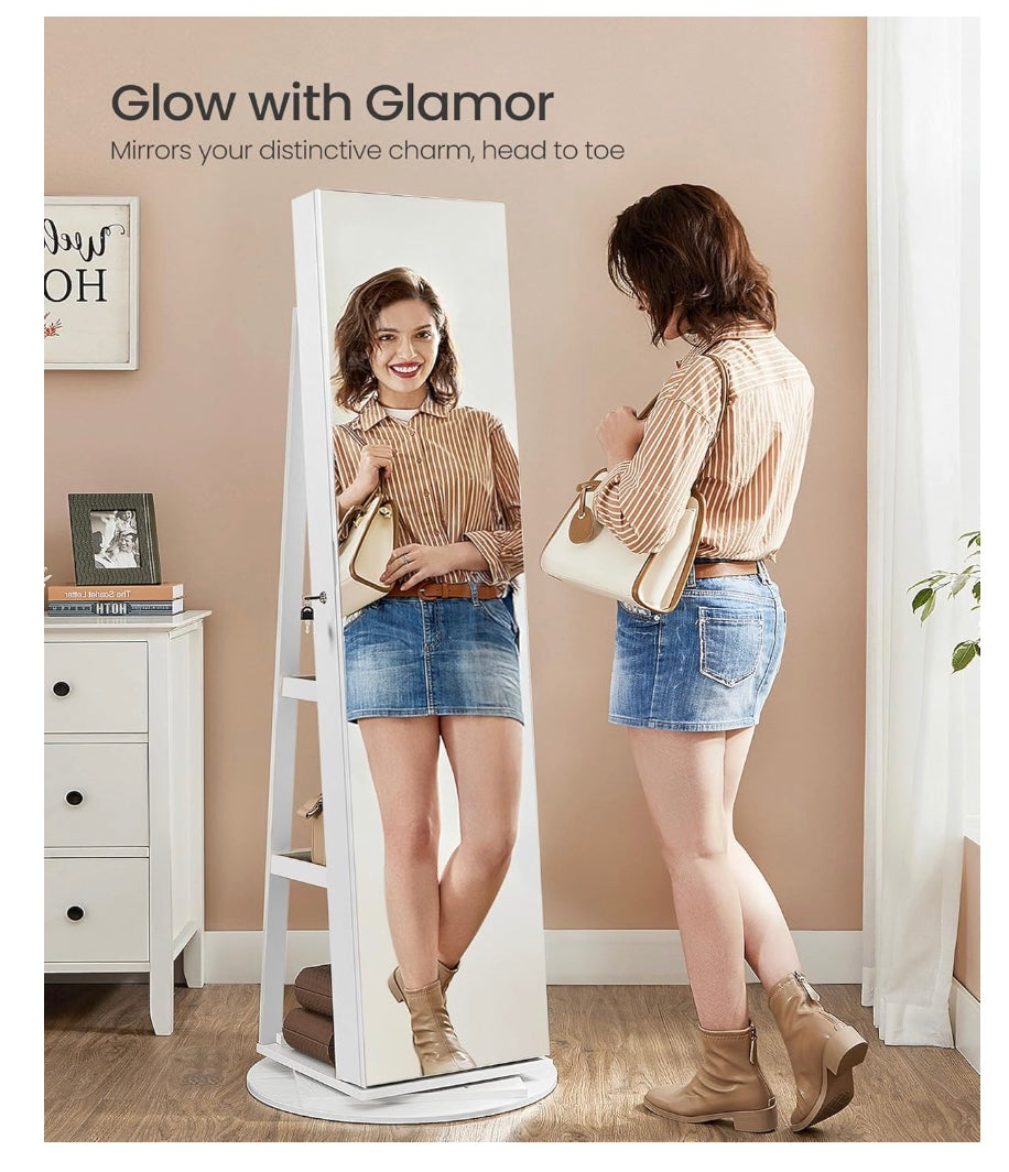 Full-Length Mirror Jewellery Cabinet with LED Lights