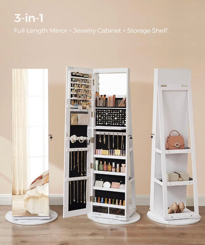 Full-Length Mirror Jewellery Cabinet with LED Lights